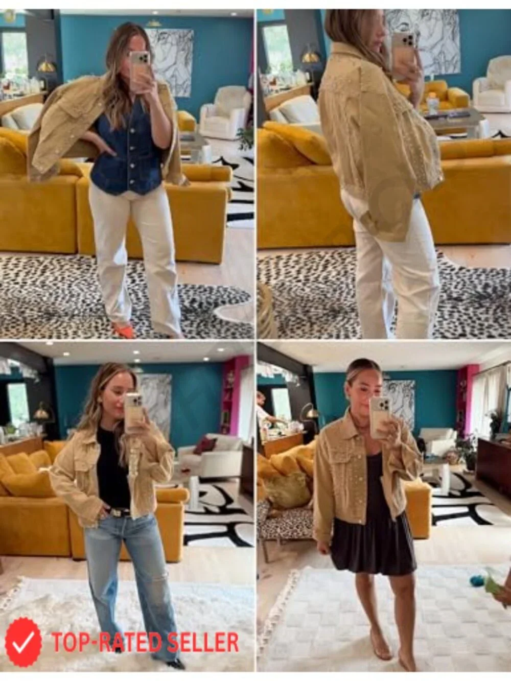 White Cropped Denim Jacket Women Western Distressed Washed Jean Coat Button